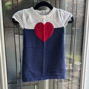 Old Navy Red and White Short Sleeve Tee with Heart Design